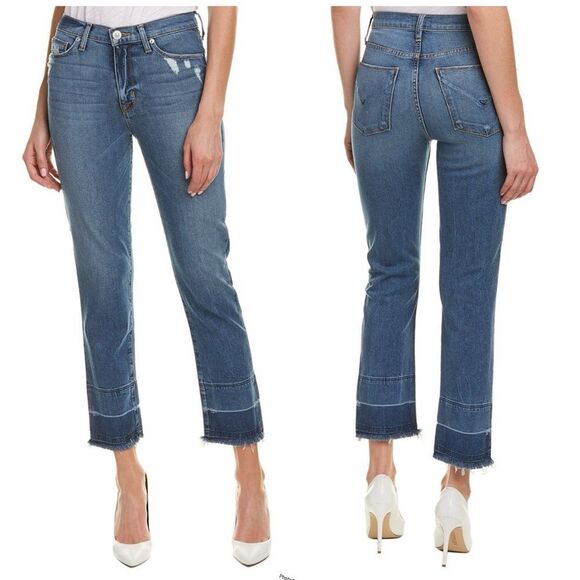 Revolve Hudson Jeans Zoeey High Rise Ankle Straight Leg Jeans in Fara Blue Denim - Picture 2 of 9